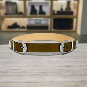 INC SIZE S & M‎ DOUBLE BUCKLE BELT OLIVE GREEN